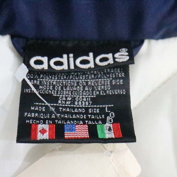 VTG 1990s ADIDAS Classic Blue Striped Puffer Jacket New Sz Large - Picture 7 of 8